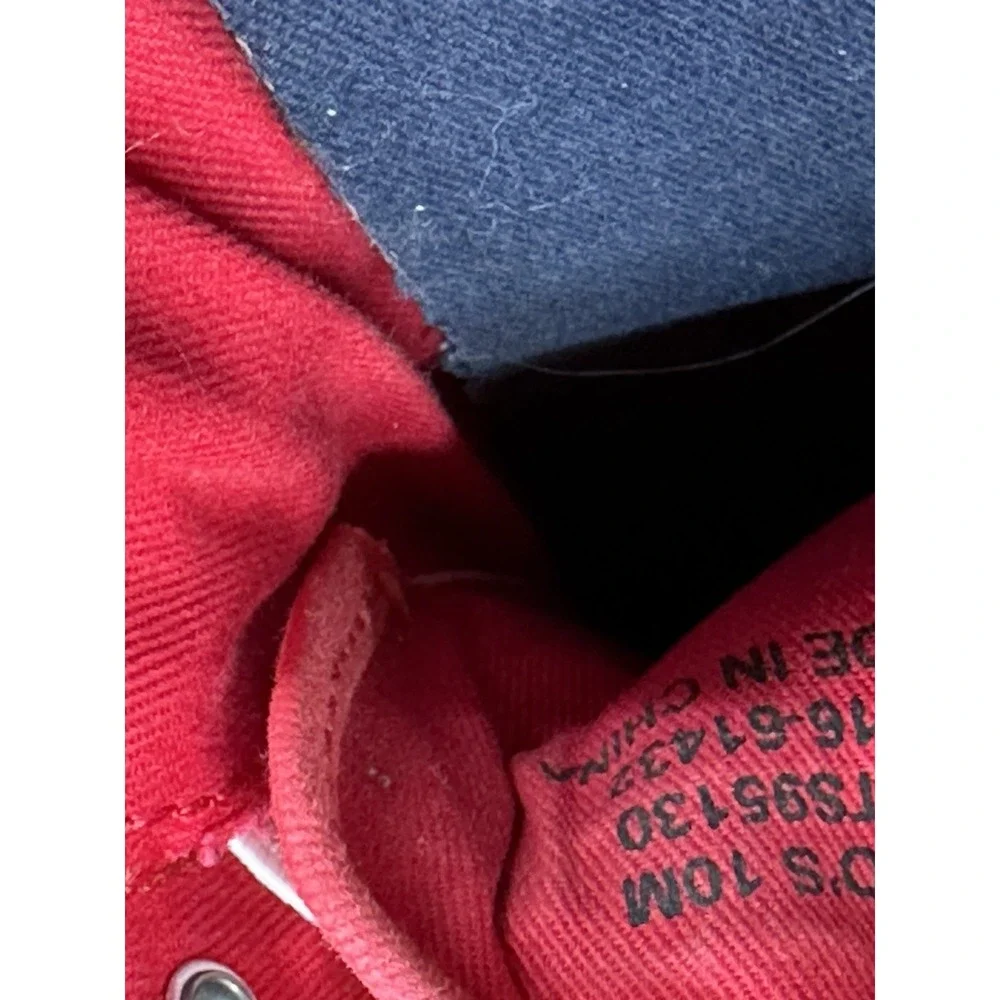Womens Sperry Top-Sider Classic‎ Red Canvas Leather Laces Boat Shoes Flats Sz 10